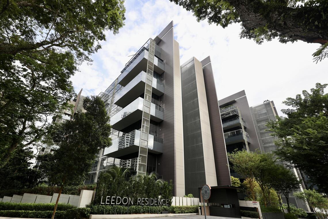 Leedon Residence外观。陈志于2017年6月,购入其中一个3745平方尺的单位。(邬福梁摄)